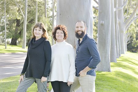 Sally Stoneman, Karen Millar and Pascal Proteau. 2017 Kings Park Festival artists. Photographer: Sue-Lyn Moyle Sally Stoneman, Karen Millar and Pascal Proteau. 2017 Kings Park Festival artists. Photographer: Sue-Lyn Moyle