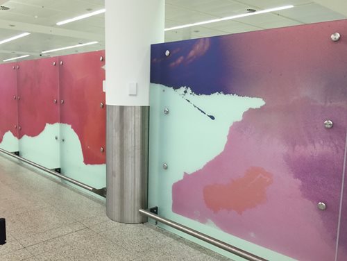 Penny Coss, Slow Drift Effect, Perth International Airport Terminal 1, Glass Glazed Wall, 2015 Penny Coss, Slow Drift Effect, Perth International Airport Terminal 1, Glass Glazed Wall, 2015