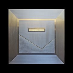 Eve Arnold, Enfolded, 2016, 80 x 86cm, etched and distressed aluminium and 24 ct gold leaf