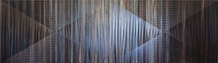 Monique Tippett, Autumn Burn, 2015. Silky Oak, inks and lacquer on board, 120 x 330cm. Image courtesy of the artist.