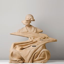Bankwest Art Prize finalist.  Paul Kaptein, and in the endless sounds there came a pause, 2014. Laminated hand carved wood, 63x61x61cm.
