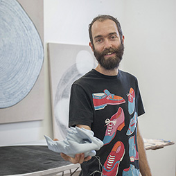 Artist Tom Freeman in his Artsource Fremantle Studio 2015. Photographer: Christopher Canato 
