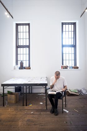 Kieron Broadhurst in studio, 2013. Photo: Eva Fernandez