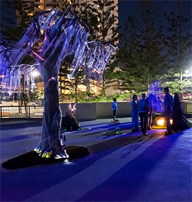 Anna Crane, Kevin Harrris, Britt Mikkelsen, The Luminous Garden, 2012. City of Stirling, Summerset Festival. Photo: Eva Fernandez.