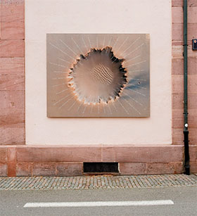 Jochen Kitzbihler, Dort 2012, Victoria-Crater, Mars. Installed in Seléstat, France.  Digital print with water-resistant finish. Image Florian Tiedje, Atelier Neuf