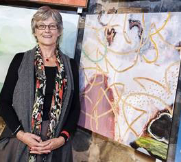 Lesley Munro with artwork 'The Way Back' 2013 Best Overall Artwork, Cossack Art Awards.