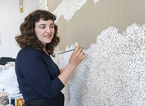 Teelah George in her Artsource Fremantle studio, 2016. Photographer: Christophe Canato