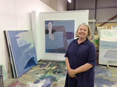 Penny Bovell in her artist studio, 2016. Photographer: Sue-Lyn Moyle