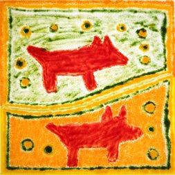 Judith Coppin, Spirit dogs, 2010. Glass, 57x57cm. State Art Collection, Art Gallery of Western Australia. Gift of Rio Tinto Iron Ore, 2010.