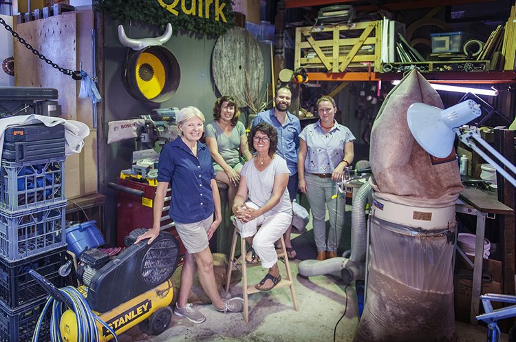 Angela McHarrie, Lisa Dymond, Karen Millar, Pascal Proteau and Sarah Wilkinson at Artsource O'Connor Studios, 2017. Photographer: Christophe Canato