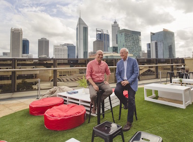 Rooftop at AGWA: AGWA Director, Dr Stefano Carboni and AGWA Board Chair, Nicholas Hasluck AM, QC.