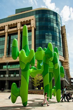 James Angus, Grow Your Own, 2011, Steel, aluminium, and polysiloxane paint, Forrest Place, Perth. Photo: Sebastian Adams. Image courtesy of the artist and Roslyn Oxley9 Gallery, Sydney.