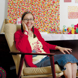 Tanya Schultz in her studio at Artrsource Fremantle. Image: Phillip Gostelow. 